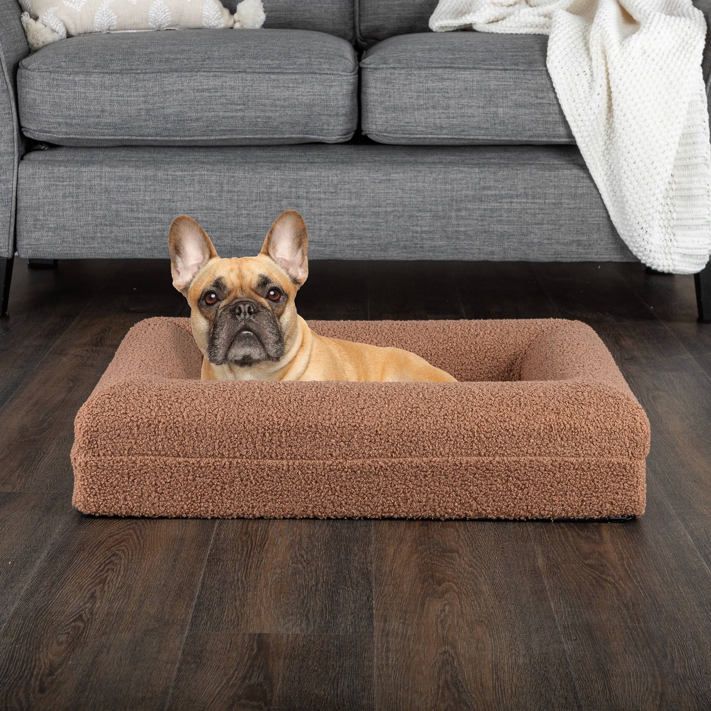 Alt View 1. PetMaker - 26in Small Dog Bed with Bolster - Brown.