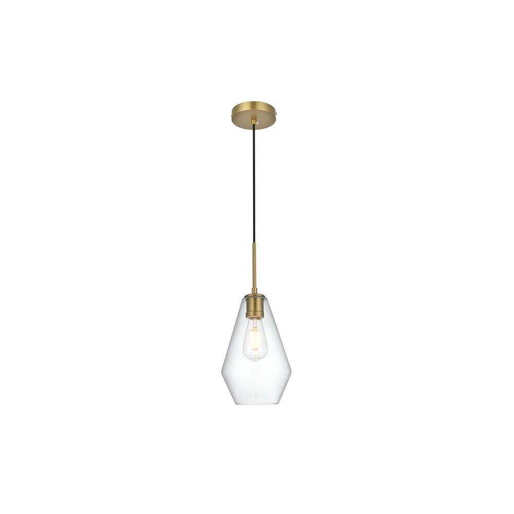 Alt View 1. Living District - Gene 7 Inch Pendant Clear Shade in Satin Gold - Satin Gold And Clear.
