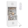 Costway - Kitchen Pantry Cabinet with Charging Station, Adjustable Shelves and Doors - White