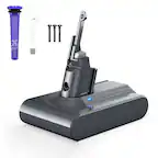 Front. Simple Plus+ - Replacement for Dyson V7 Battery: 6000mAh 21.6V Compatible with V7 Motorhead Animal Absolute SV11 Vacuum + 4 Filters.