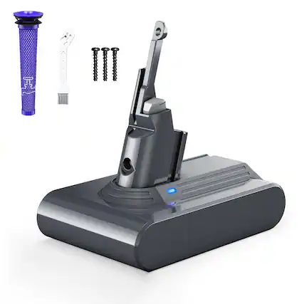 Front. Simple Plus+ - Replacement for Dyson V7 Battery: 6000mAh 21.6V Compatible with V7 Motorhead Animal Absolute SV11 Vacuum + Filter.