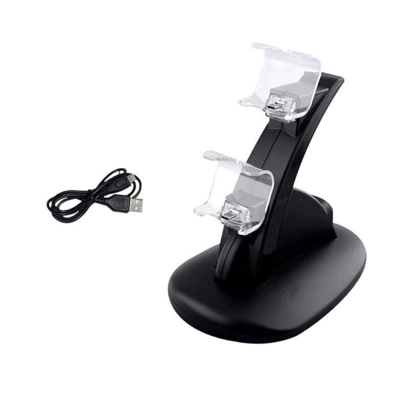 Alt View 1. Cluzine - Dual USB Controller Charger Dock Station for Quick Charging with LED Indicator Black Charging Stand for PS4.