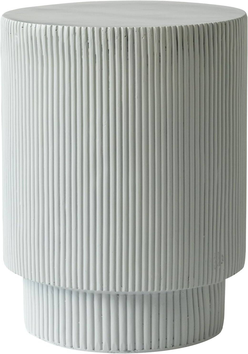 Back. LeisureMod - Eden Modern Stone Top Round Side Table, Indoor/Outdoor Weather Resistant Accent Table, Fully Assembled - Light Grey.