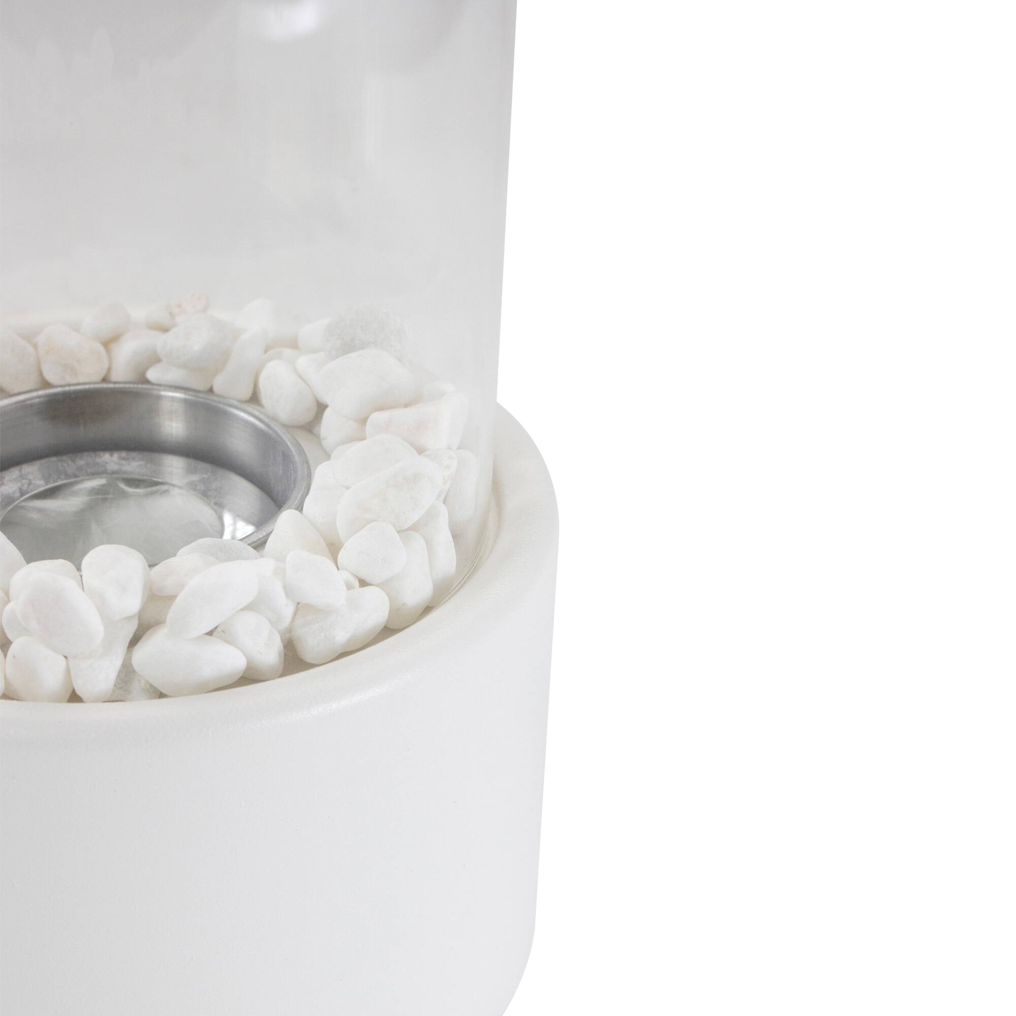 Alt View 3. Northlight - Bio Ethanol Round Portable Fireplace with Base - 10.5" - White - White.