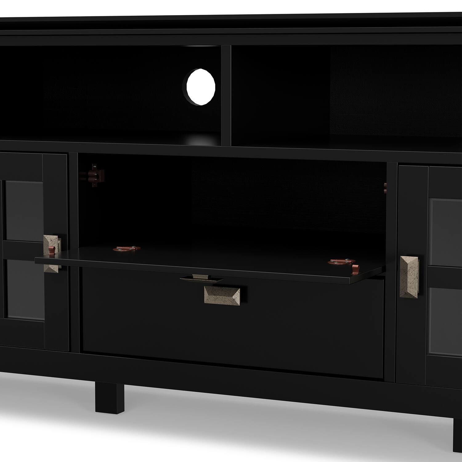 Alt View 9. Simpli Home - Artisan SOLID WOOD 72 inch TV Media Stand in Black For TVs up to 80 inches - Black.
