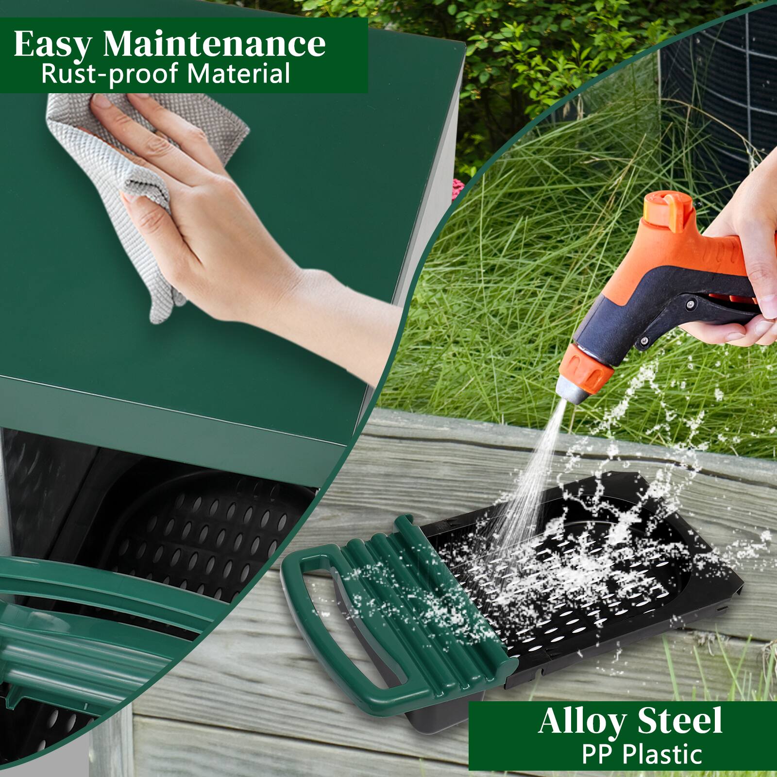 Alt View 5. Winado - Chicken Nesting Boxes, 3 Hole Metal Chicken Egg Laying Box for Chicken Coop - Green.