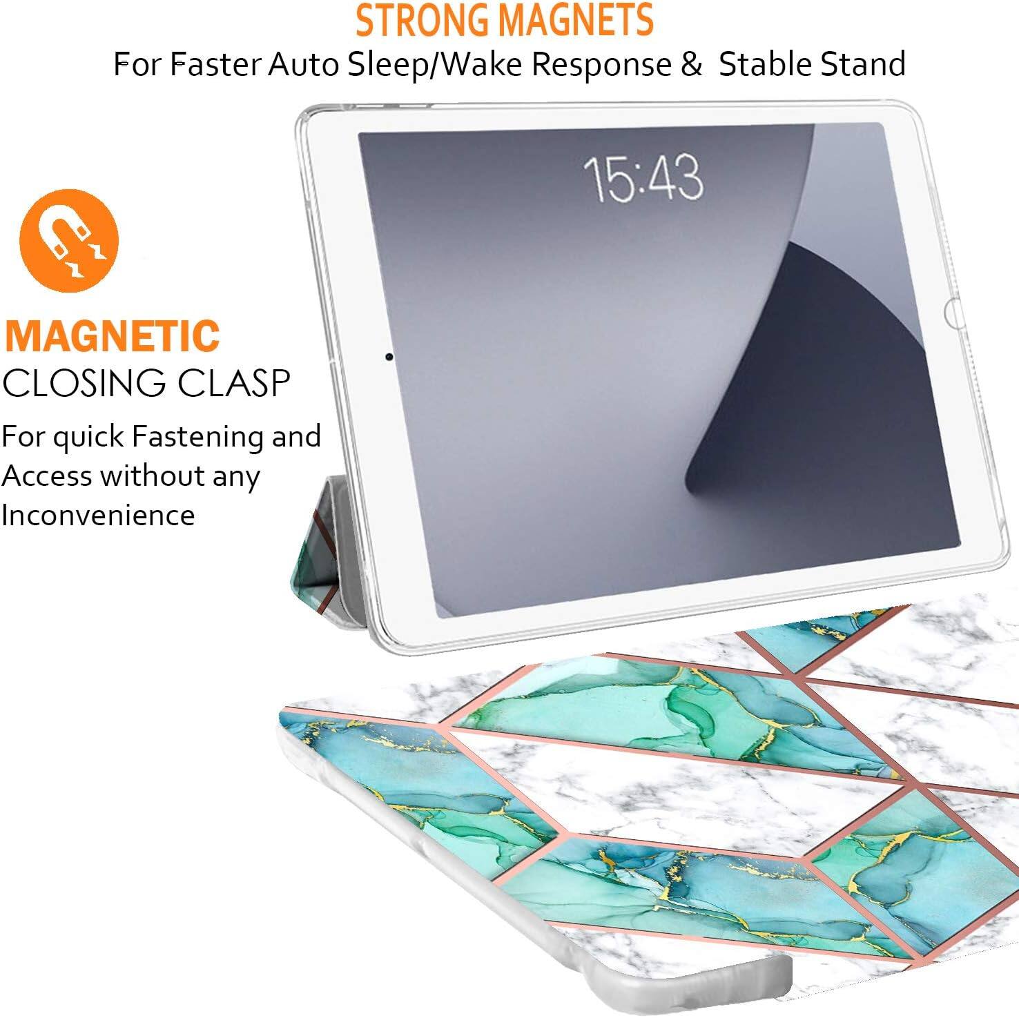 STRONG MAGNETS  
For Faster Auto Sleep/Wake Response & Stable Stand

15:43

MAGNETIC CLOSING CLASP  
For quick Fastening and Access without any Inconvenience
