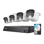 Reolink - 8-Channel, 4 - Bullet Camera Indoor/Outdoor 4K+ 12MP PoE 2TB NVR Security Surveillance System - White