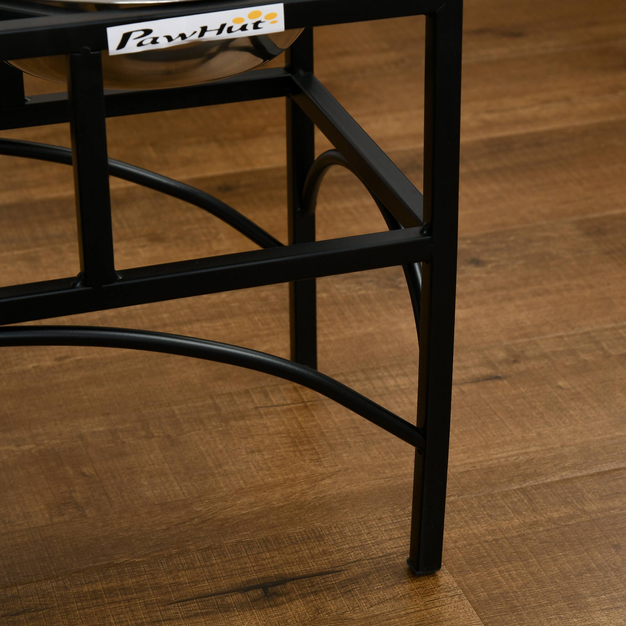 Alt View 5. Pawhut - Elevated Dog Bowls, Double Stainless Steel Heavy Duty Dog Food Bowl Elevated Pet Feeding Station, 14" H - Black.