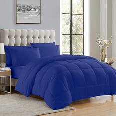 Front. Sweet Home Collection - All Season Reversible Bed-in-A-Bag Solid Color Comforter & Sheet Set, Queen - Royal Blue.