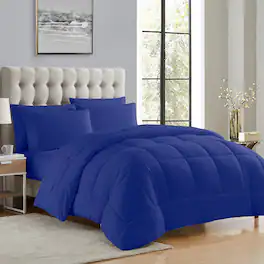 Sweet Home Collection - All Season Reversible Bed-in-A-Bag Solid Color Comforter & Sheet Set, Queen - Royal Blue
