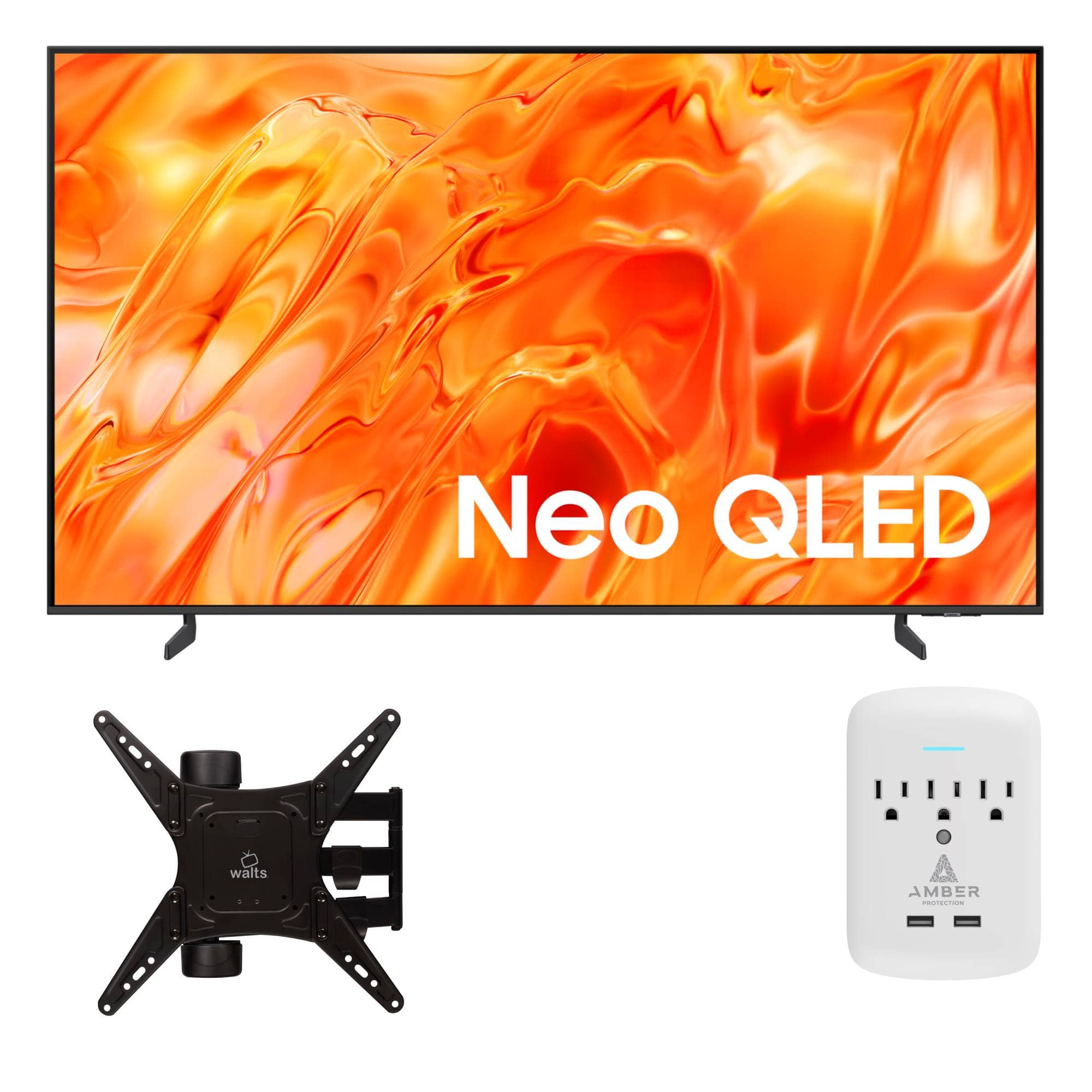 Samsung - QN65QN70HAFXZA 65" Smart TV with a Walts FULL-MOTION-MOUNT-32-65 and Amber 3-OUTLET-SURGE Surge Protector (2026)