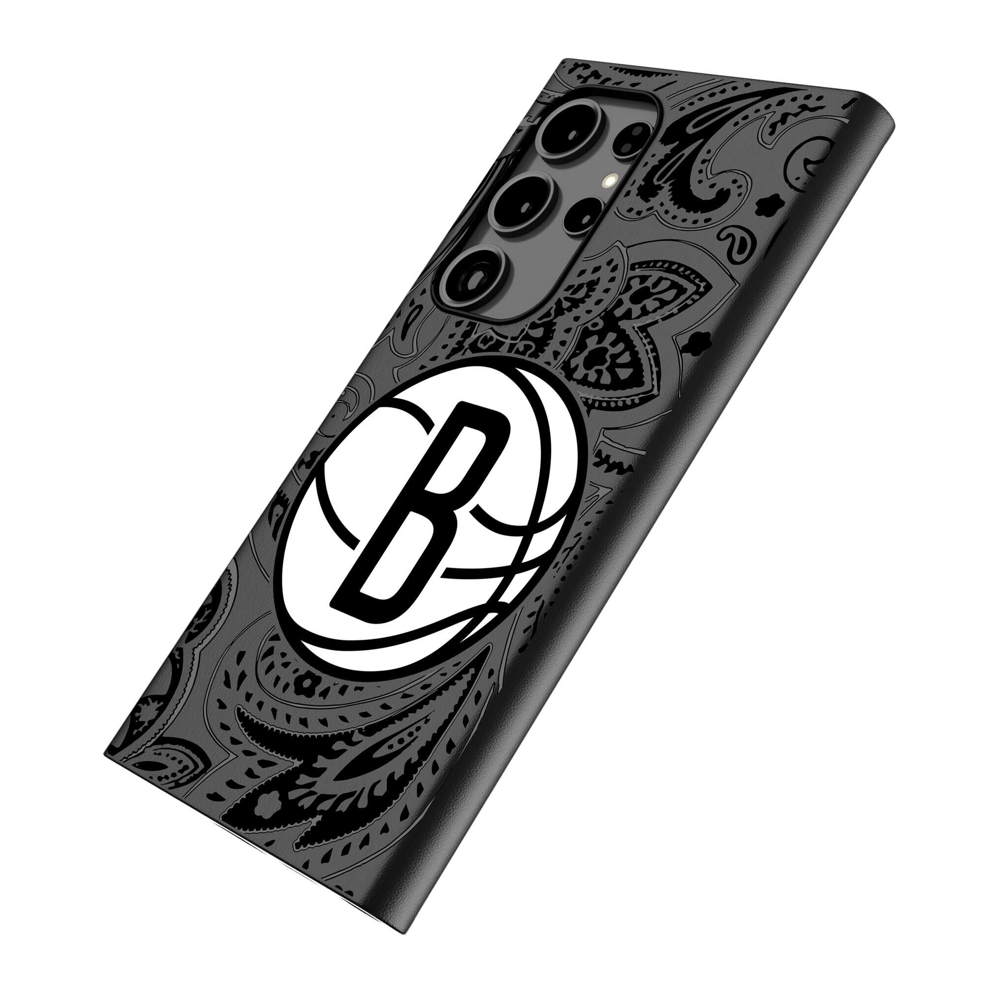 Alt View 1. Keyscaper - Brooklyn Nets Paisley Galaxy Magnetic Bump Case - S24 - Black.