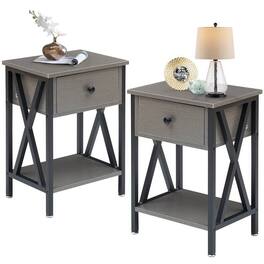 Hivvago - Set of 2 - 1 Drawer Nightstand - Grey And Black