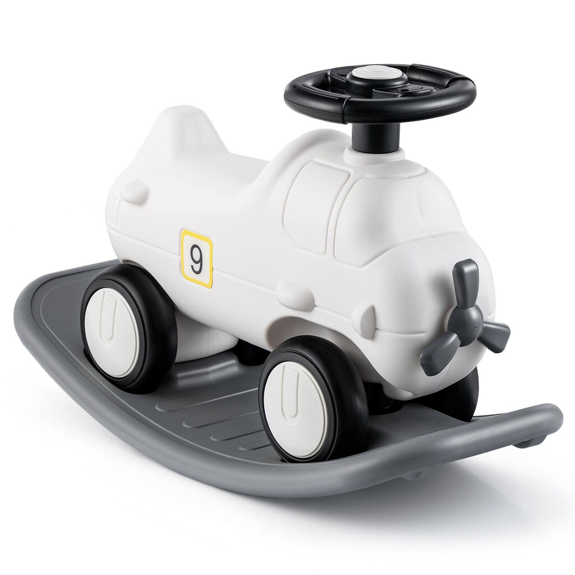 Alt View 9. Gymax - Gymax 3-in-1 Rocking Horse & Sliding Car w/ Detachable Balance Board Indoor & Outdoor - White + Gray.