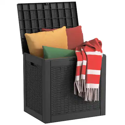 Front. Chic Crate - 30-Gal Waterproof Deck Box - Compact Storage - Black.