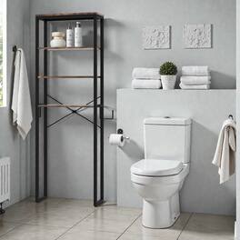 Hivvago - 4-Tier Freestanding Rack for Over-Toilet Bathroom Storage - Rustic Brown