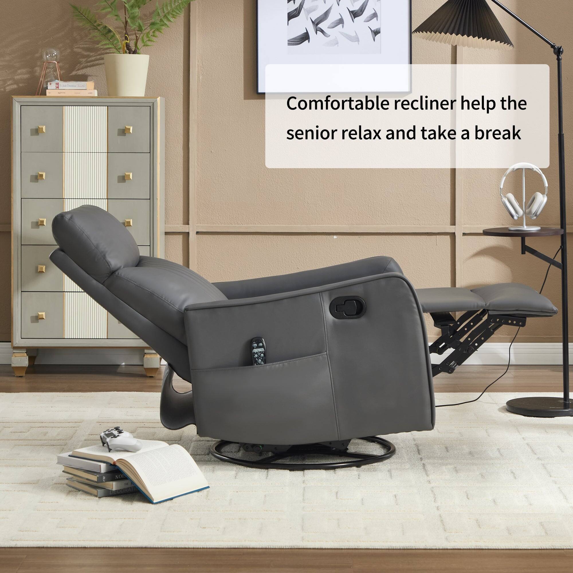 Comfortable recliner help the senior relax and take a break