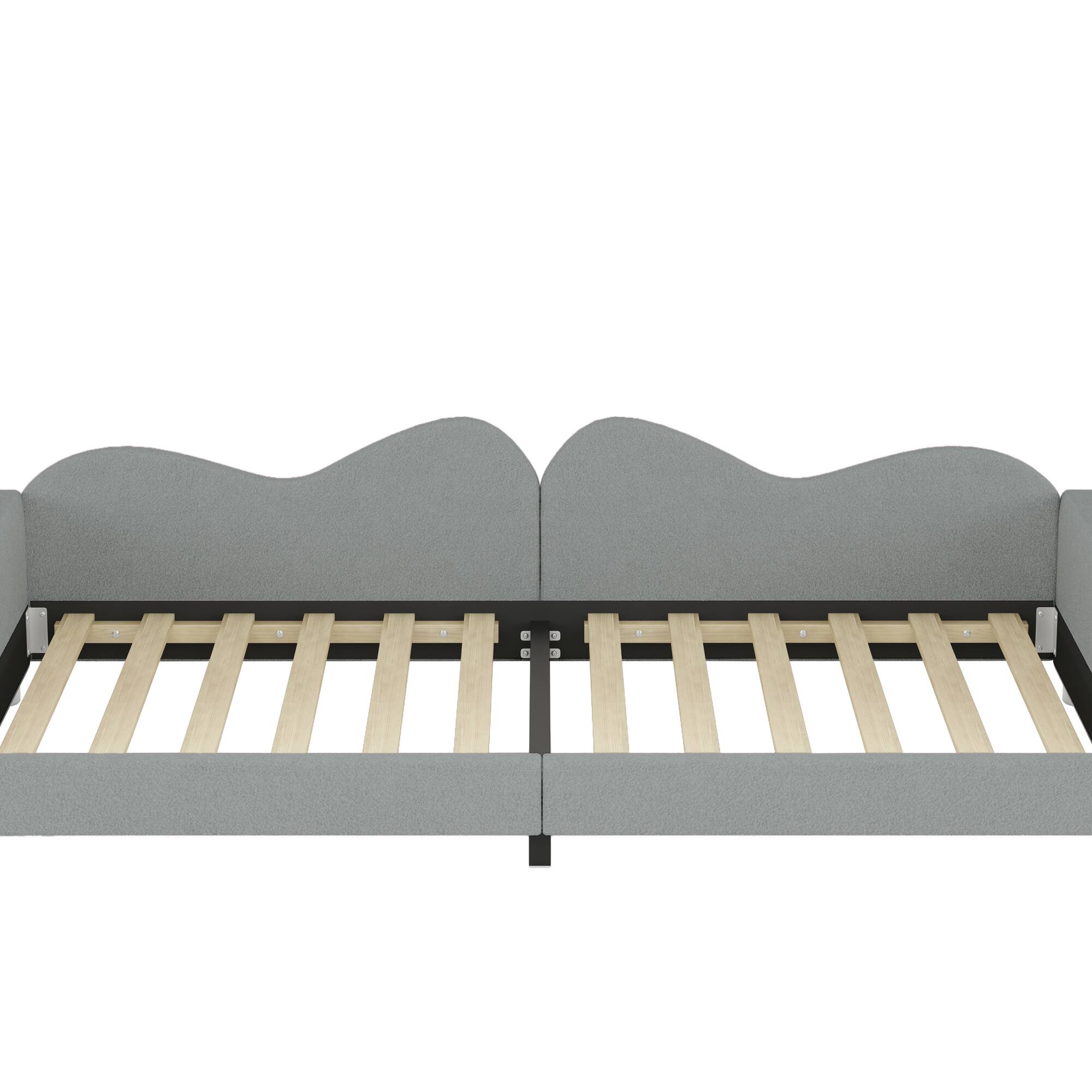 Alt View 8. GOODSILO - Twin Size Upholstered Sherpa Fabric Daybed with Cloud-Shaped Backrest Sofabed for Modern Home Decor - Gray.