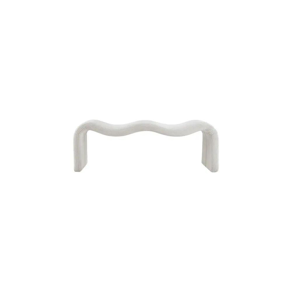 Alt View 2. Meridian Furniture - Willow Cream Corduroy Fabric Bench - Beige.