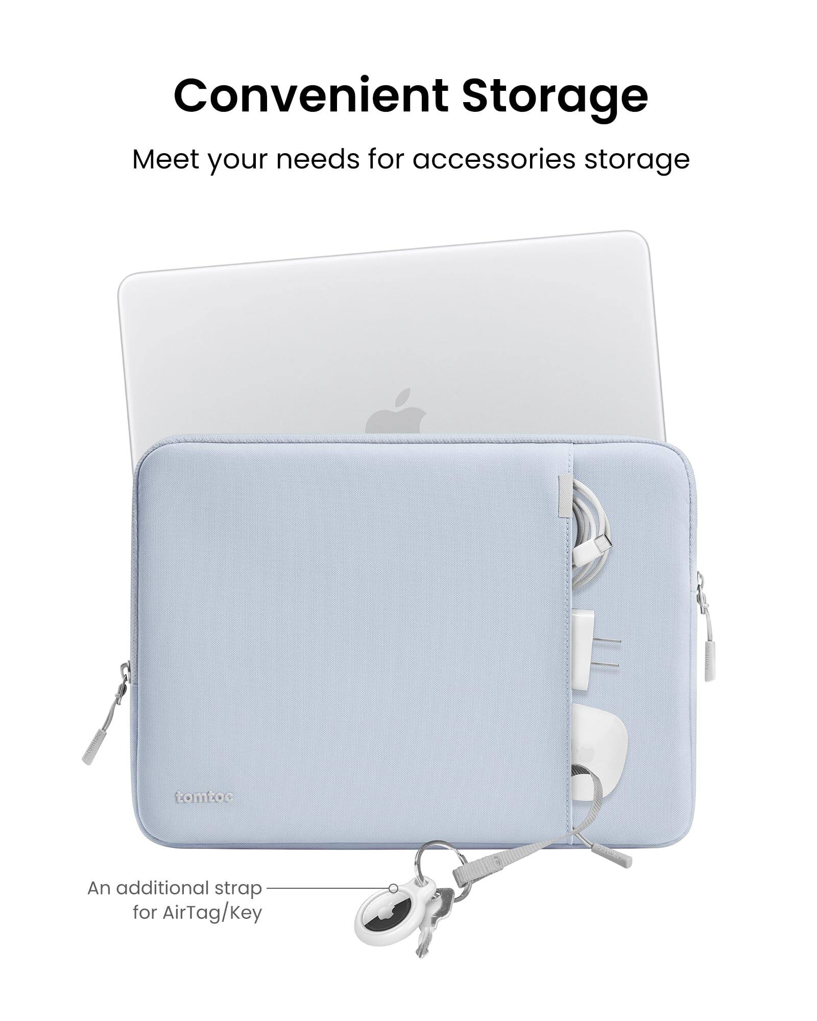 Convenient Storage  
Meet your needs for accessories storage  

tomtoc  

An additional strap for AirTag/Key