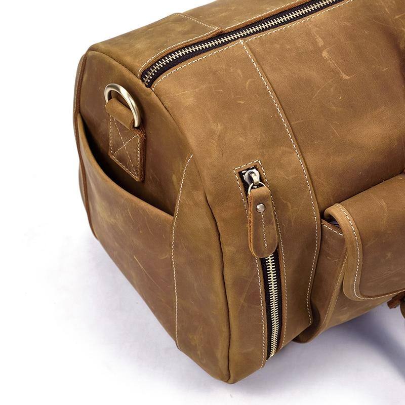 Alt View 6. Steel Horse Leather - The Bard Weekender | Handmade Leather Duffle Bag - Brown.