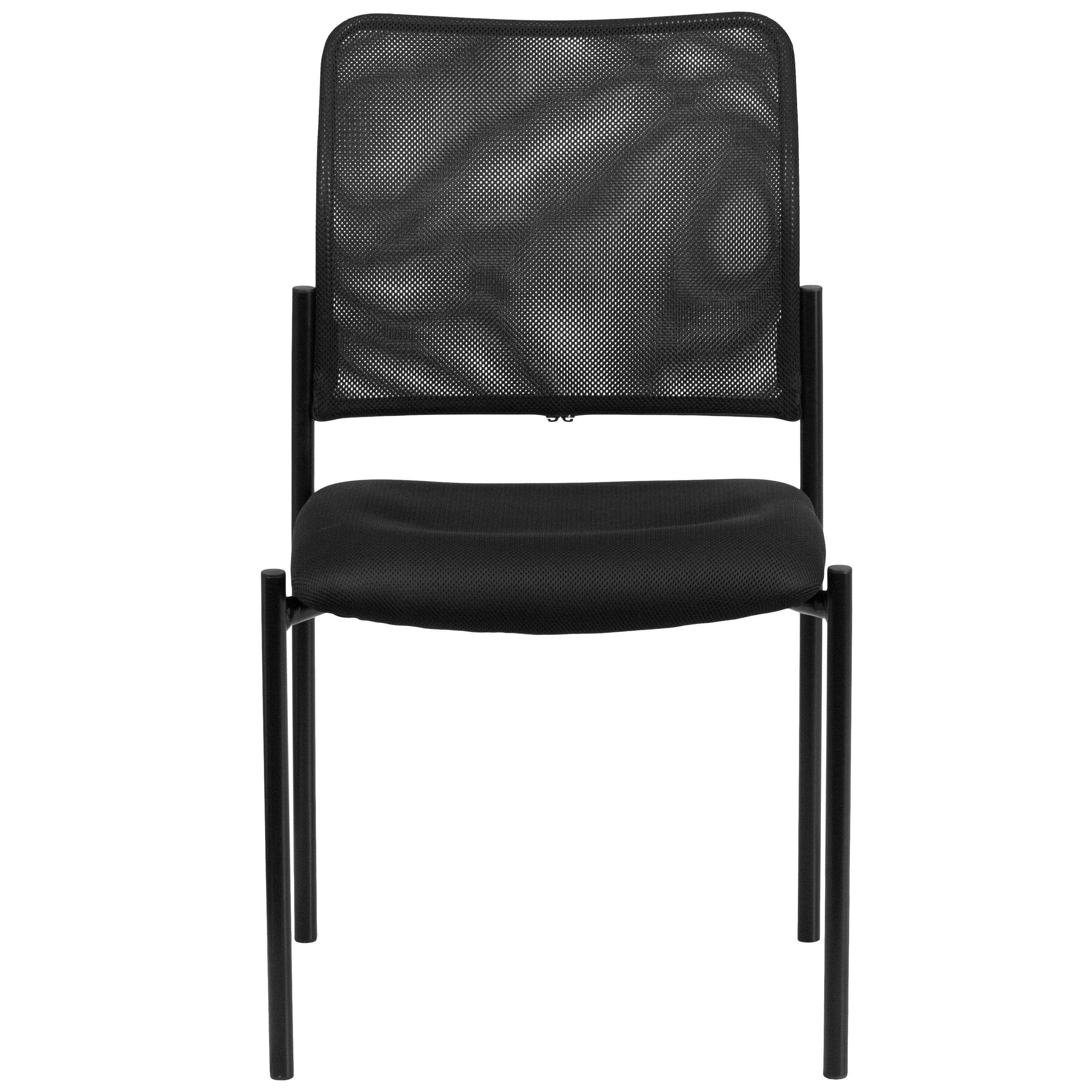 Alt View 7. Emma + Oliver - Mesh Comfortable Stackable Steel Side Chair - Black.