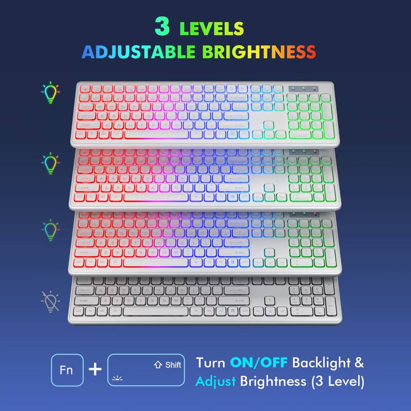3 LEVELS ADJUSTABLE BRIGHTNESS

Turn ON/OFF Backlight & Adjust Brightness (3 Level)

Fn + Shift
