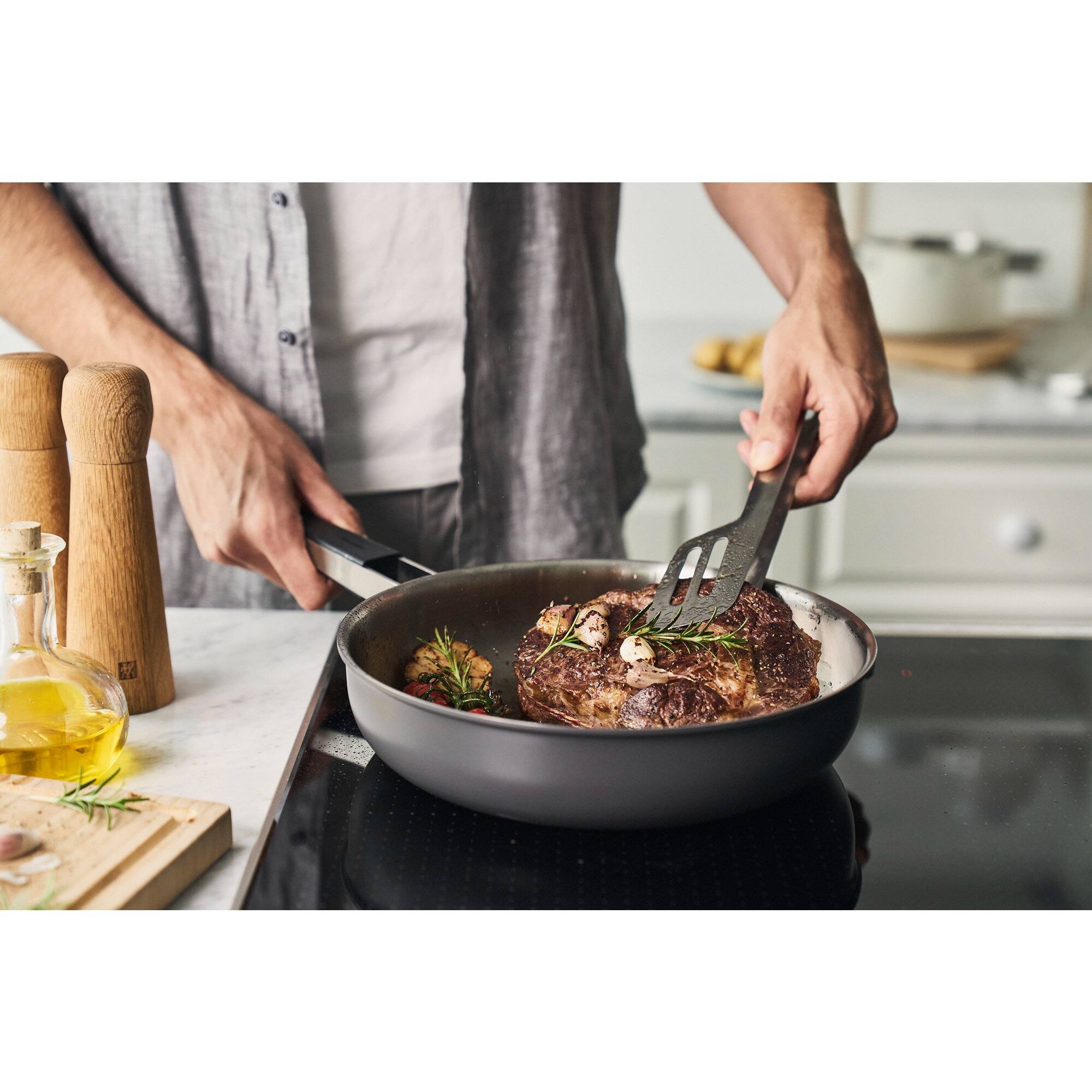 Alt View 4. ZWILLING - ZWILLING Pure 9.5-inch Stainless Steel Ceramic Nonstick Fry Pan, Grey - Grey.