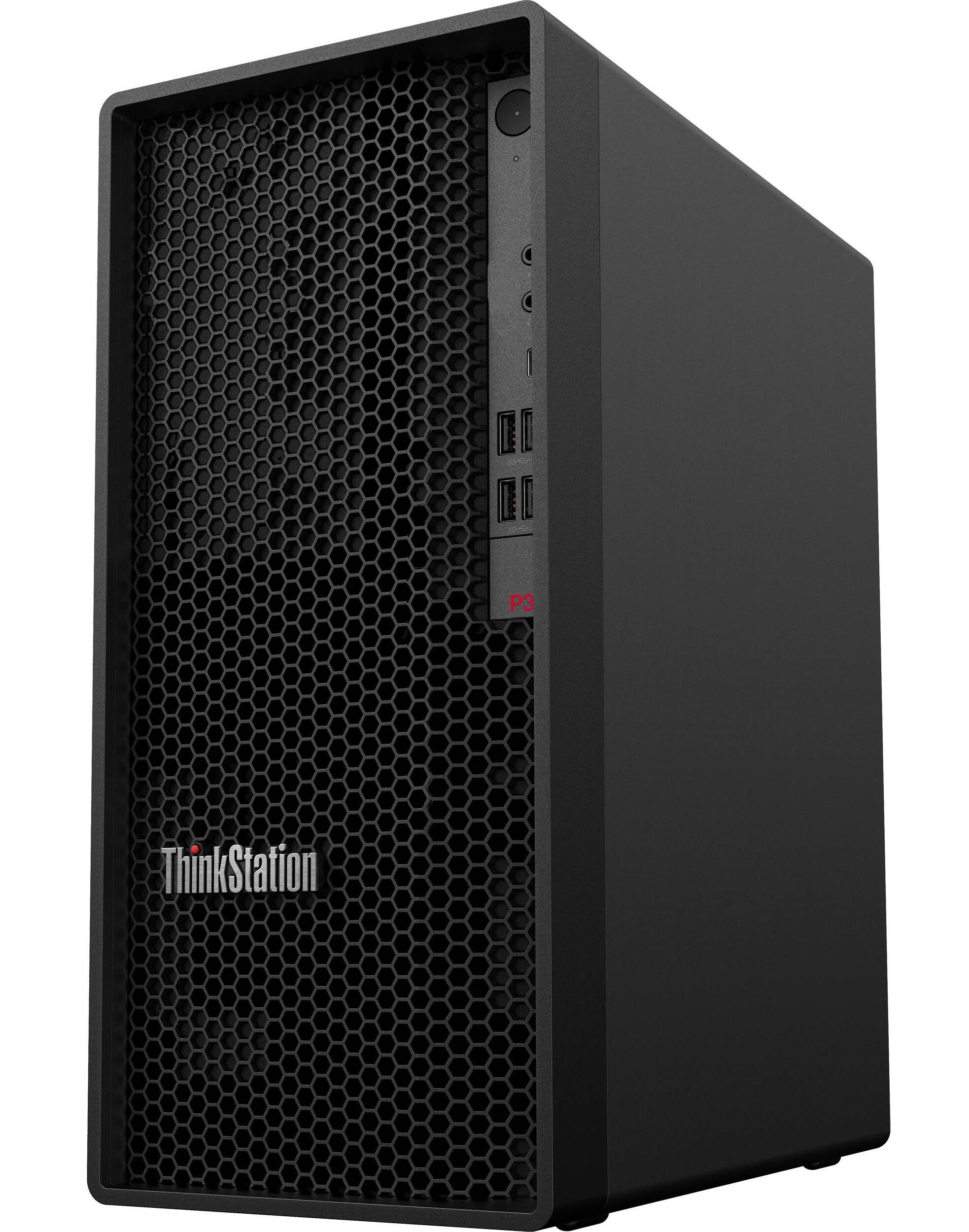 Alt View 4. Lenovo - Lenovo P360 Desktop (Intel i7-12700, 32GB DDR5, 1TB PCIe SSD, Intel UHD 770, WiFi 6E, Bluetooth 5.1, Win 11 Pro) - Black.