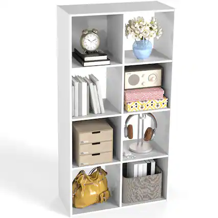 Front. AENKYO - 8 Cube Storage Organizer Display Storage Bookcase with Removable Back Panels - White.