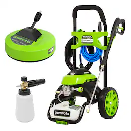 Greenworks - 2000PSI Pressure Washer with Soap Applicator and 12" Surface Cleaner - Green