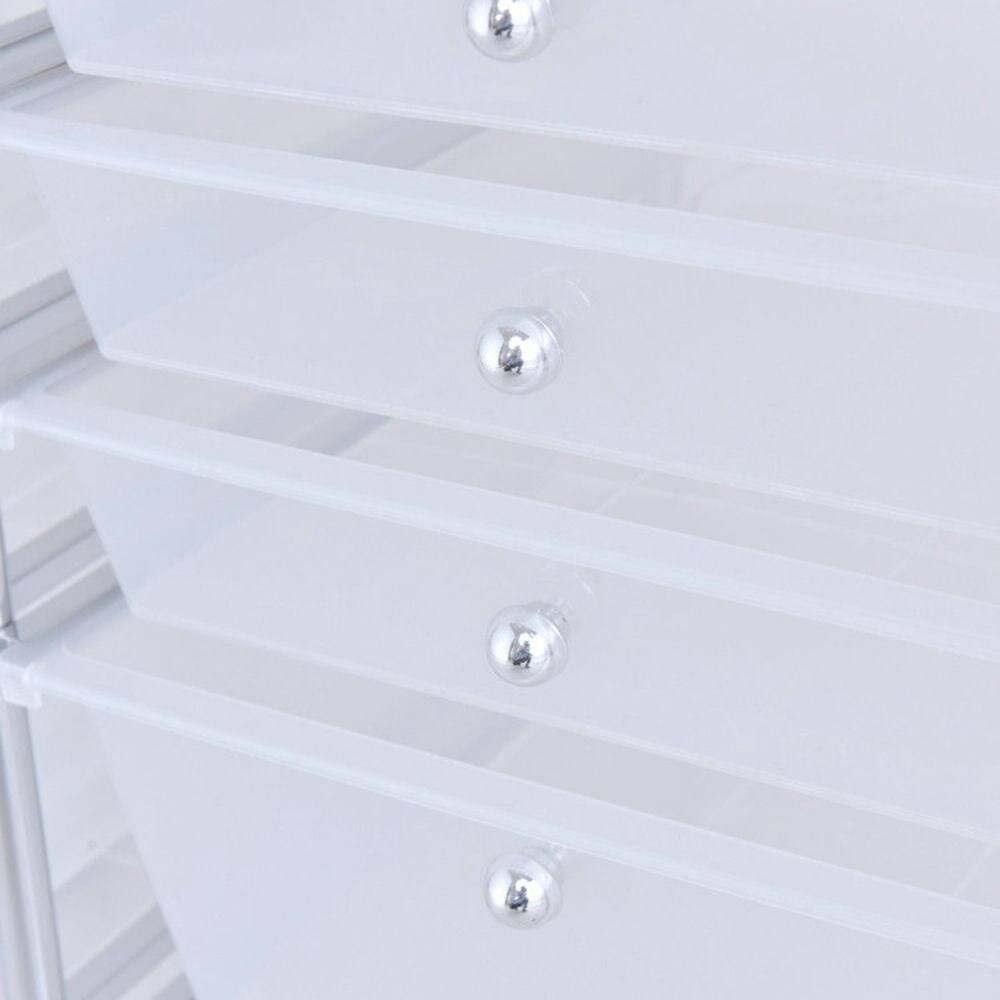Left. Pefilos - 12 Storage Drawer Organizer Bins Rolling Cart, Craft Organizers and Storage, Multipurpose Organizer Cart for Home, Offic - White.
