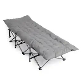 Winado - Portable Folding Camping Cot Bed with Soft Pad for Outdoor Adults Sleeping Bed - Gray