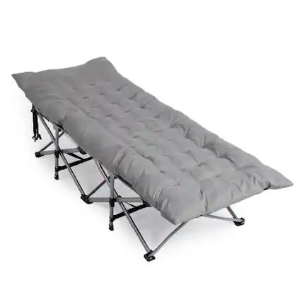 Front. Winado - Portable Folding Camping Cot Bed with Soft Pad for Outdoor Adults Sleeping Bed - Gray.