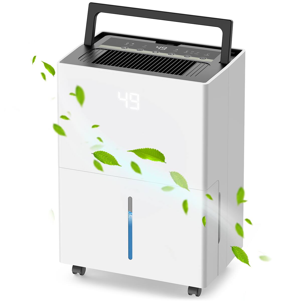 Angle. BEARSOLIM - 5500 Sq.Ft Energy Star Dehumidifier for Basement, 82 Pints Home Dehumidifier,1.32 Gal Water Tank, Auto Defrost - White.