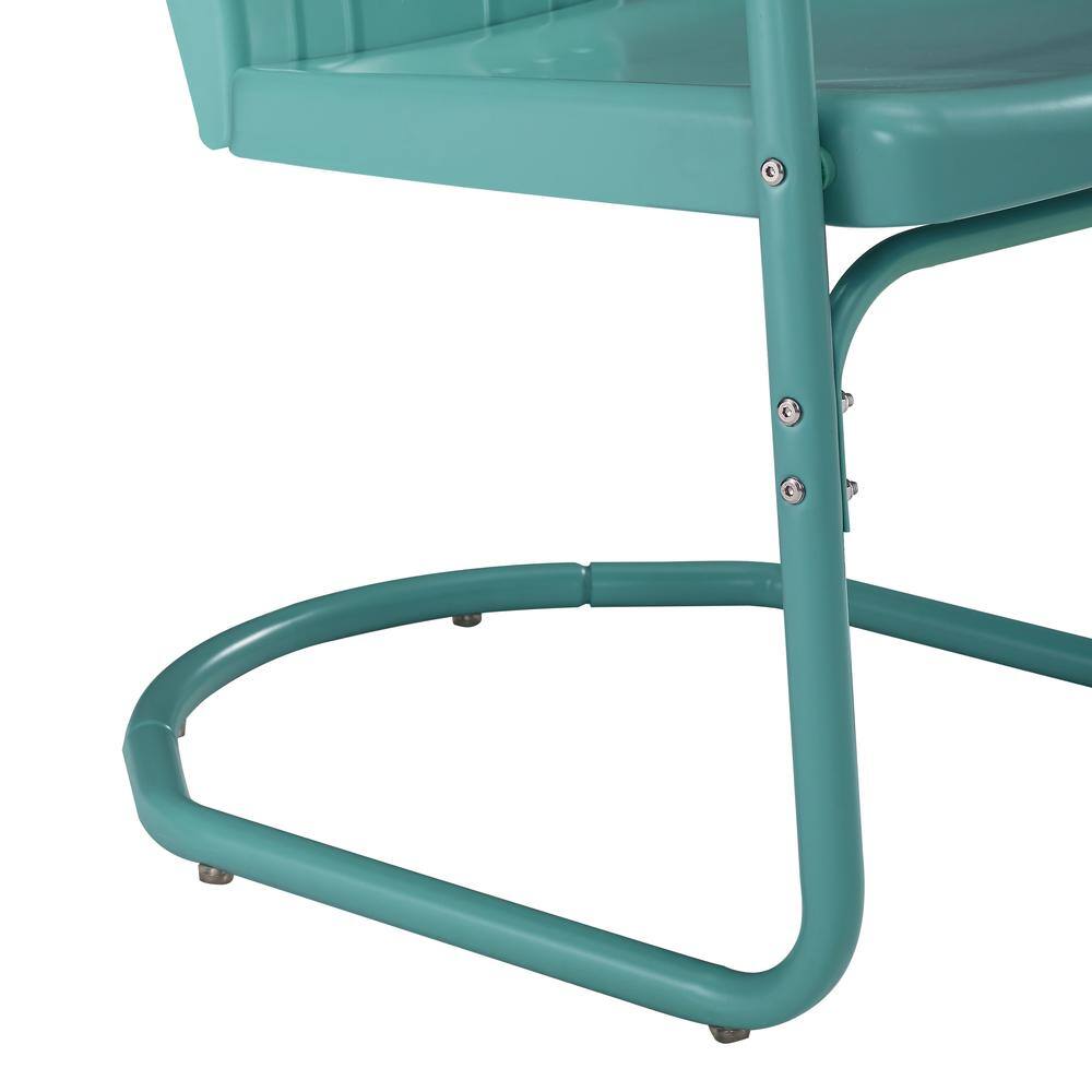 Alt View 10. Crosley Furniture - Tulip 3Pc Retro Outdoor Bistro Set - Bistro Table & 2 Chairs - Pastel Blue Satin.