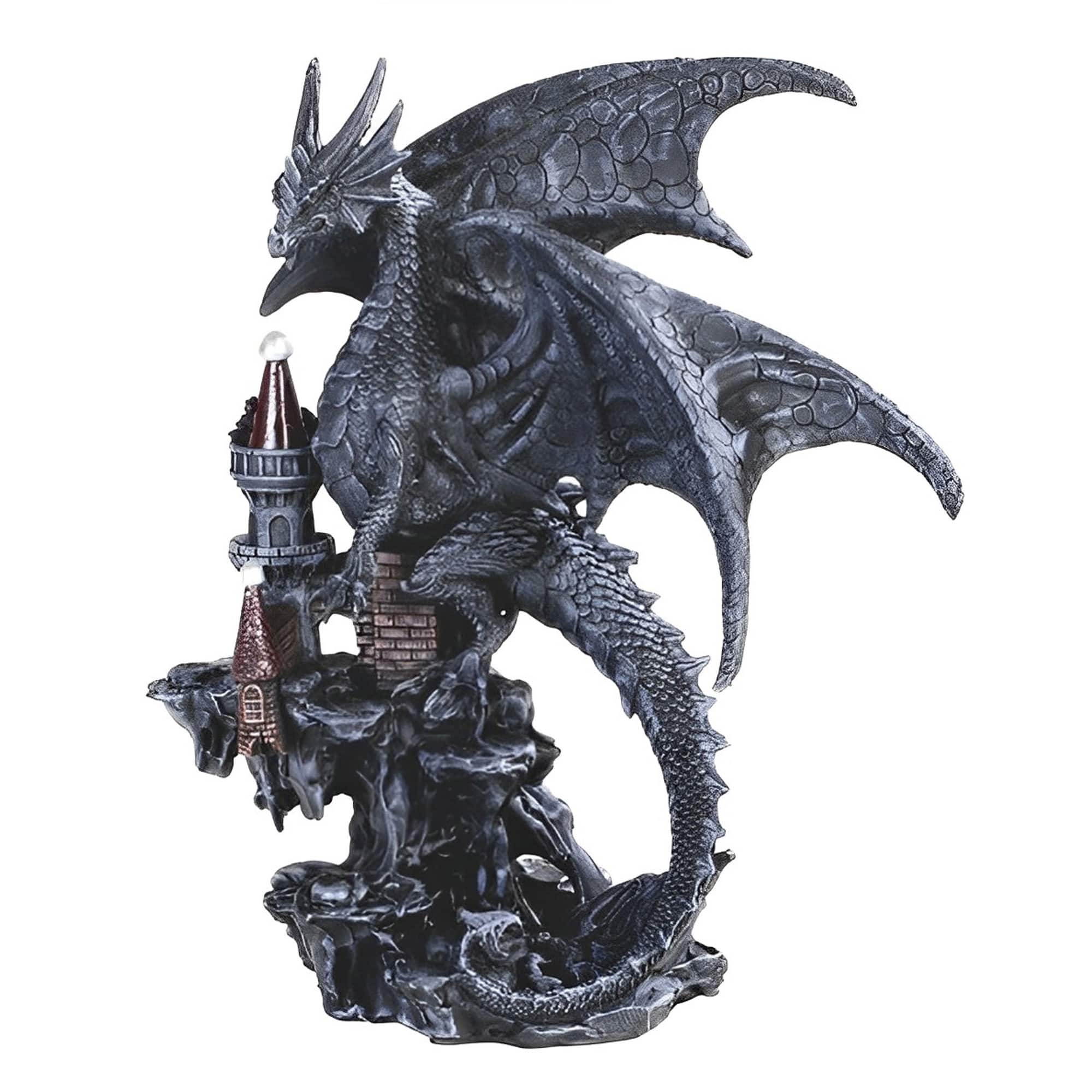 FC Design - 7.75"H Dragon on Castle Figurine Statue Computer Desk Tabletop Medieval Gaming Home Decor Gift - Multi-Color