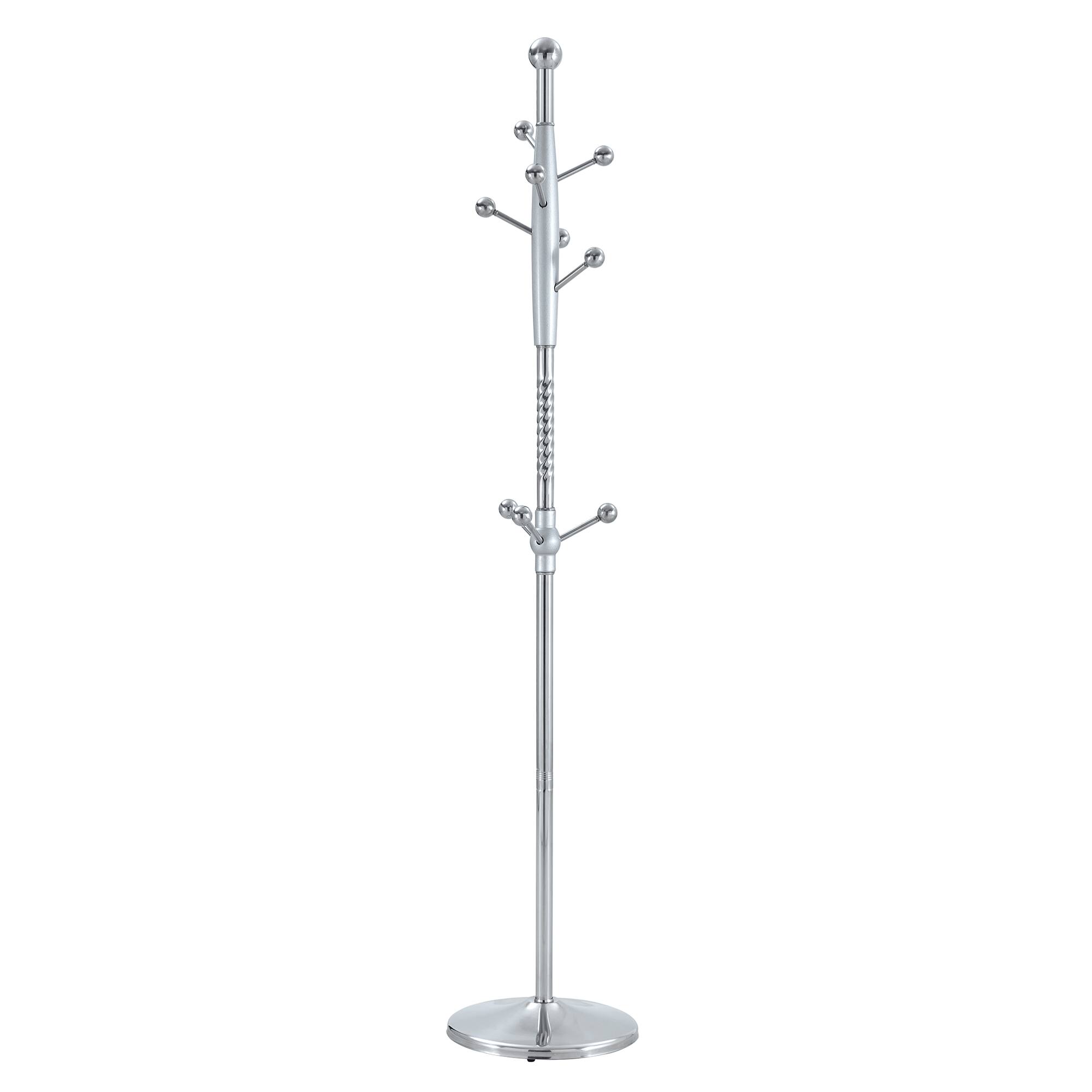 Alt View 10. GOODSILO - 72 Inch Tall Stainless Steel Free-Standing Coat Rack with Detachable Arms and Solid Wood Accents for Modern Entryway - Silver.