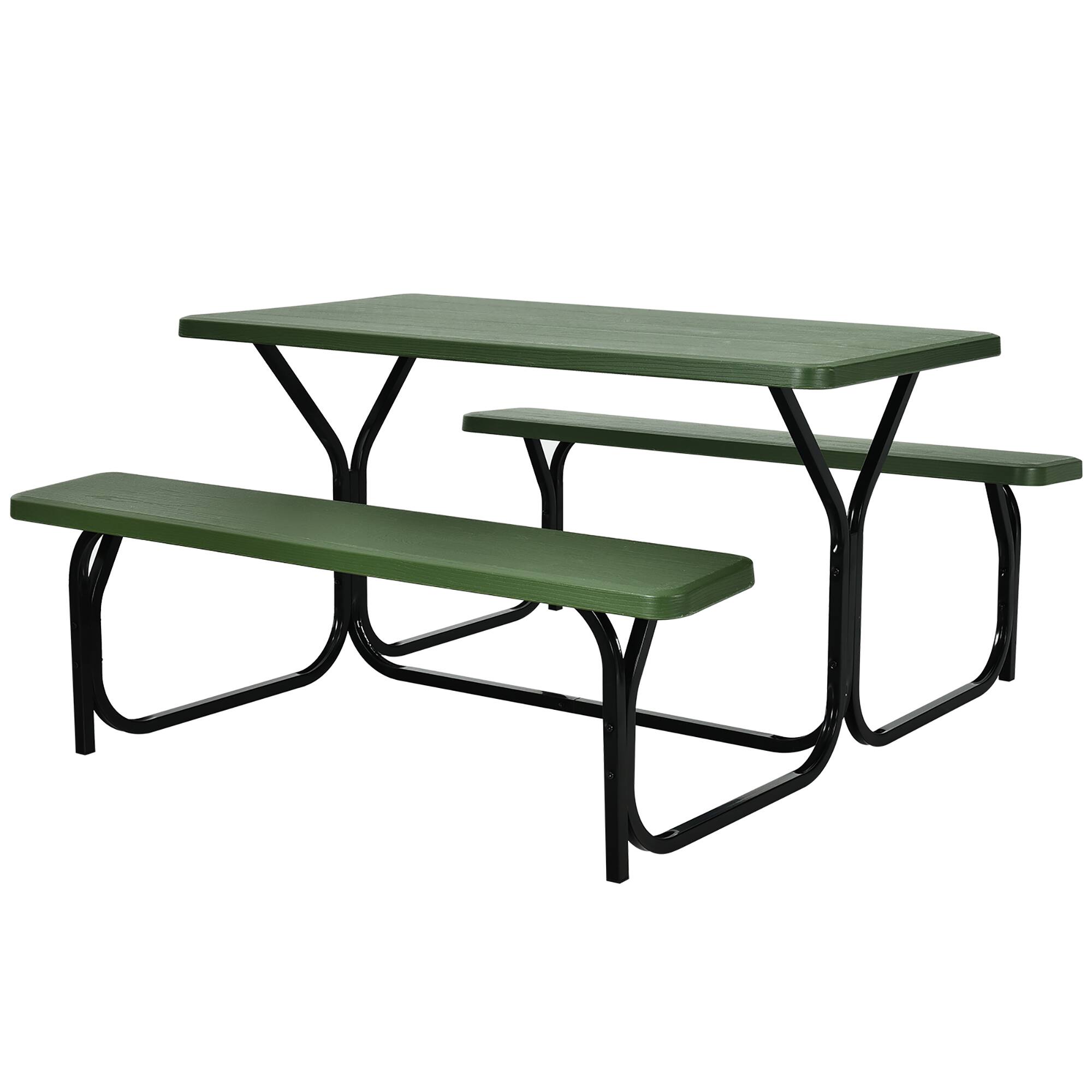Alt View 9. Costway - Costway Picnic Table Bench Set Outdoor Backyard Patio Garden Party Dining All Weather - Green.