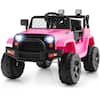 Front. Gymax - Gymax 12V Kids Ride On Truck Car Electric Vehicle Remote w/ Music & Light Pink - Pink.