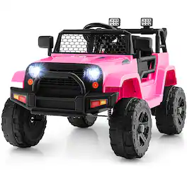 Gymax - 12V Kids Ride On Truck Car Electric Vehicle Remote w/ Music & Light - Pink