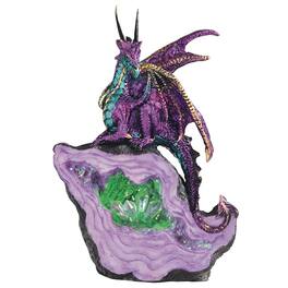 FC Design - 6.75"H Dragon on Faux Crystal Stone LED Light Figurine Statue Office Desk Tabletop Medieval Gaming Home Decor - Multi-Color