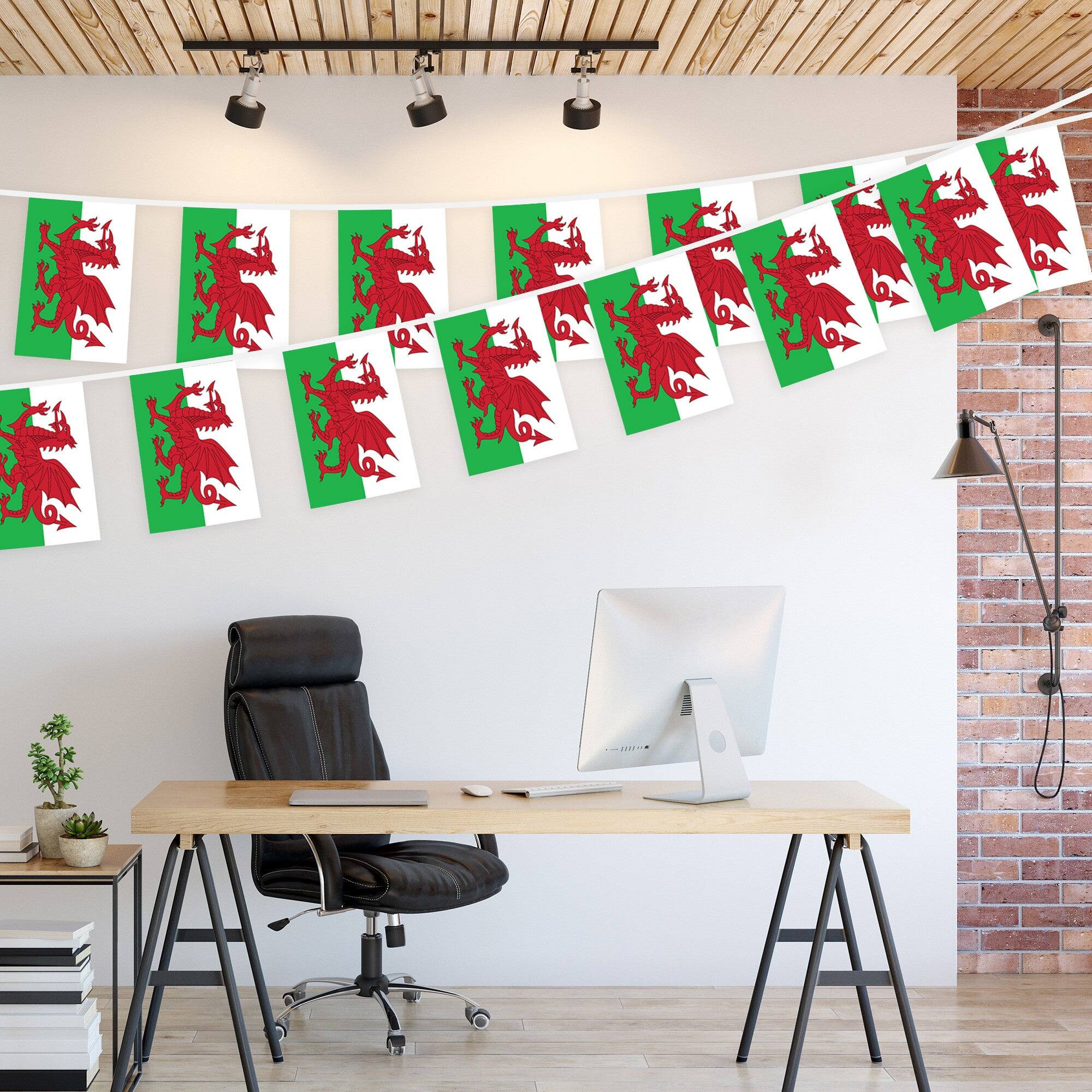 G128 Wales Mini Flag Bunting — 33 ft String, 8.2 x 5.5 in Flags ...