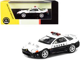 Mitsubishi GTO RHD (Right Hand Drive) Japanese Police 1/64 Diecast Model Car by Paragon - White And Black