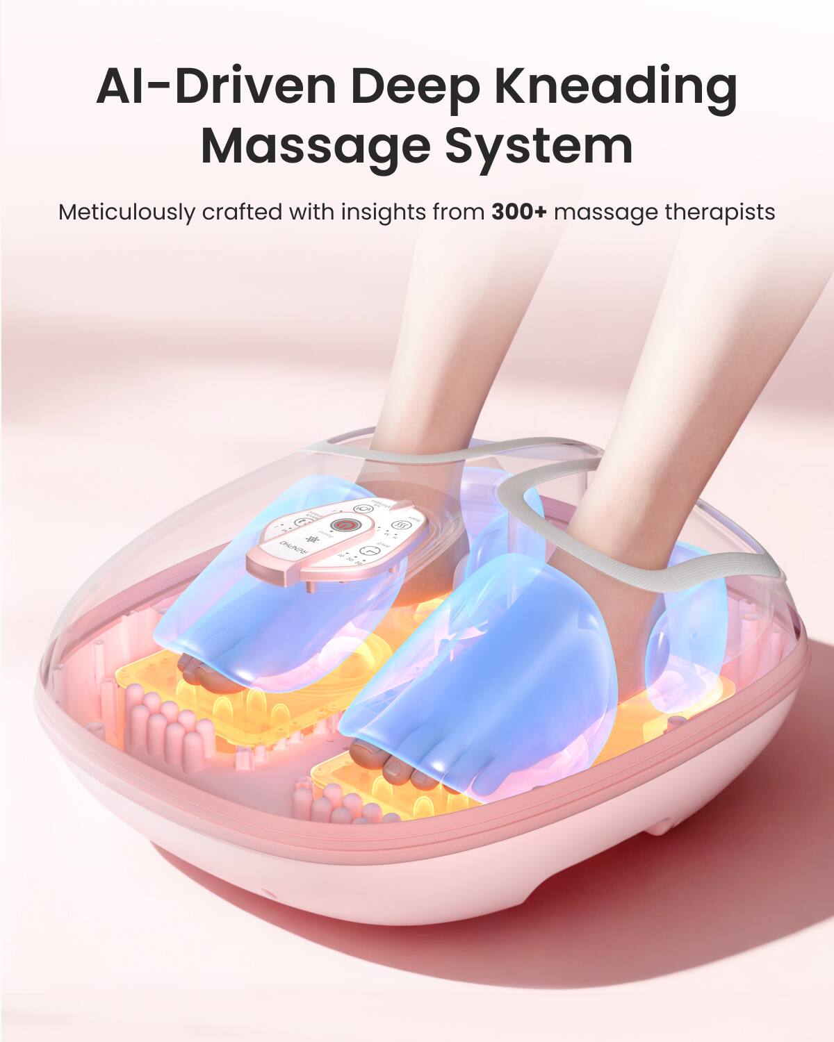 AI-Driven Deep Kneading Massage System  
Meticulously crafted with insights from 300+ massage therapists