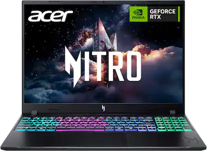 Acer - Nitro V – 16" WUXGA 165Hz Gaming Laptop - Intel Core 7 240H 2024 - NVIDIA GeForce RTX 5050 – 16GB Memory – 512GB Storage - Obsidian Black