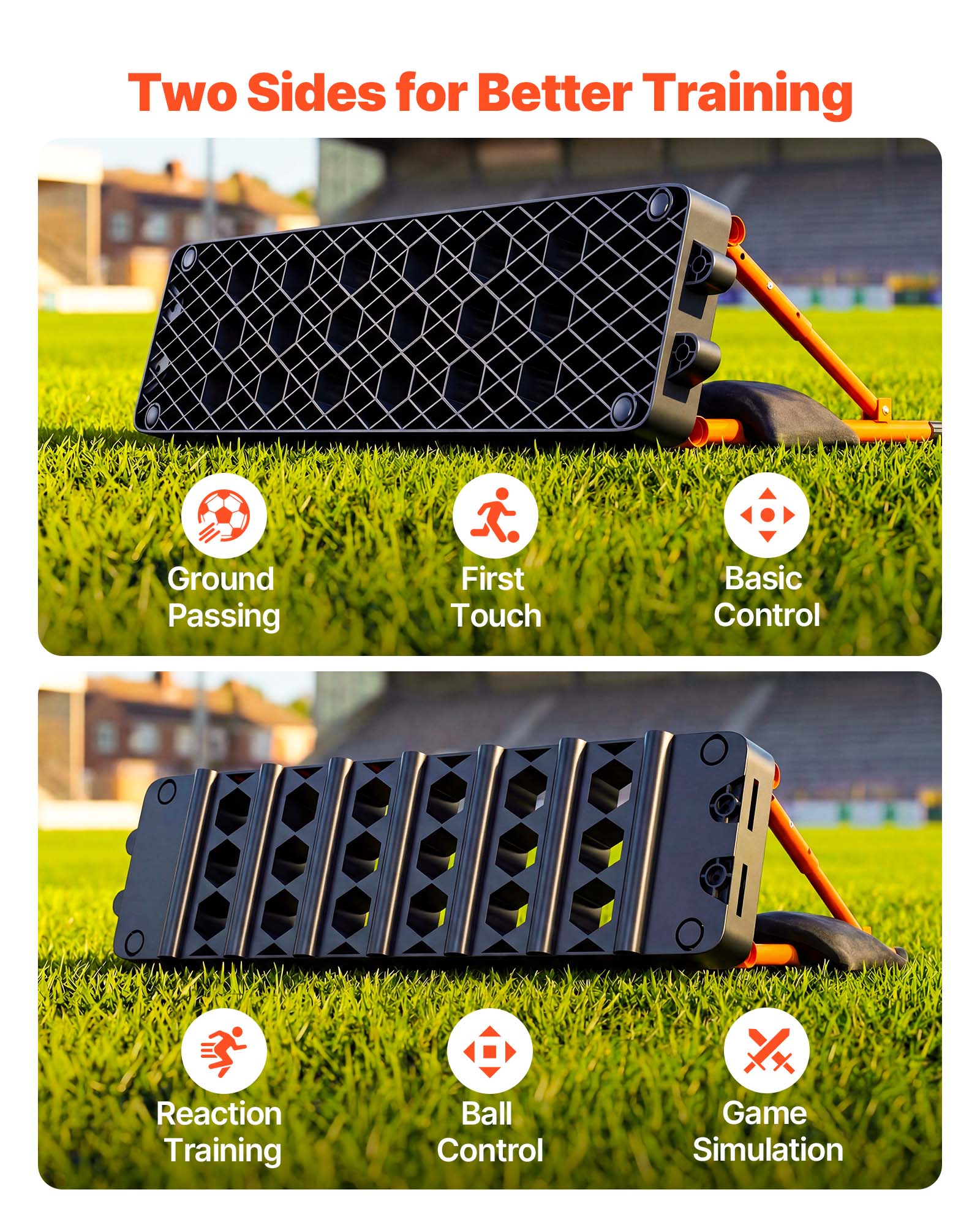 Two Sides for Better Training

- Ground Passing
- First Touch
- Basic Control
- Reaction Training
- Ball Control
- Game Simulation
