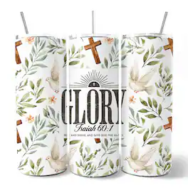 OrnamentallyYou - Glory Isaiah 60:1 Christian 20oz Tumbler With Stainless Steel Straw, Faith Scripture Gift Cup - Multicolored