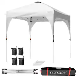 Gymax - 6.6x6.6 FT Pop up Canopy Tent Shelter Height Adjustable w/ Roller Bag - White